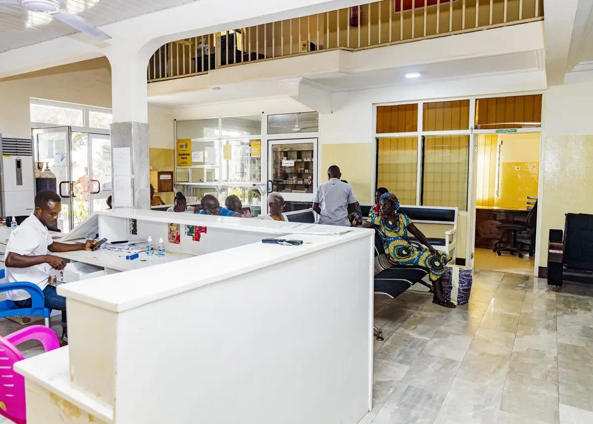 Reception desk at Oak Tree Medical Services, Cape Coast